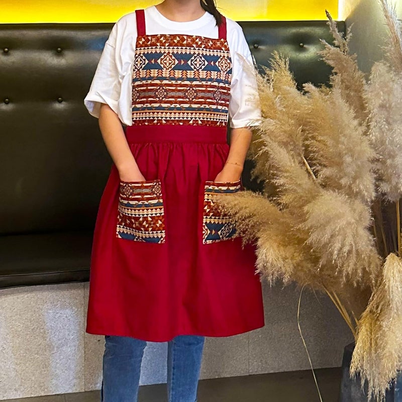 MILCIL Store Kitchen Apron with Pockets, Womens Pinafore Dress, Floral Apron for Cooking Gardening, Gift for Mom, Wife, Girlfriend - Image 1